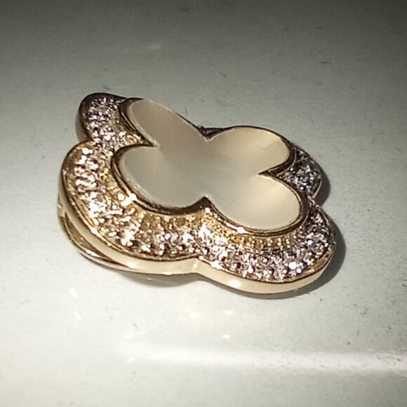 14Kt Yellow Gold Mother of Pearl & Diamond Slide - Picture 3 of 4
